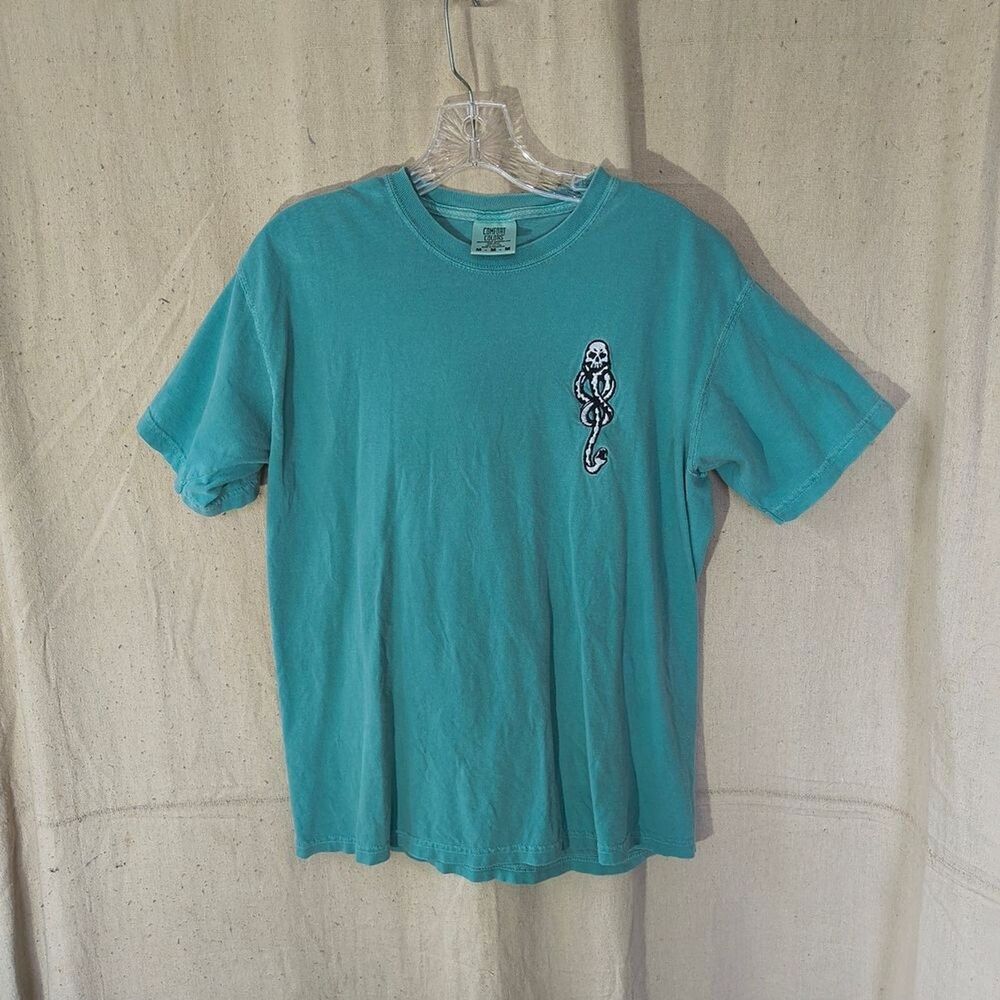 Harry Potter Death Eater Size Medium Skeleton Design Torquoise Short Sleeve Tee